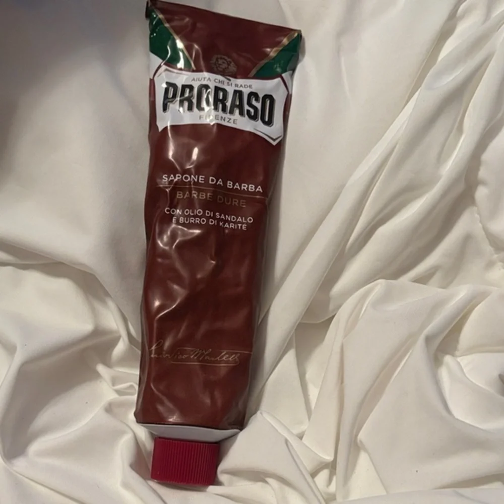 PRORASO Red Shaving Cream In A Tube - Shea Butter, Sandalwood Thick Coarse Beard
